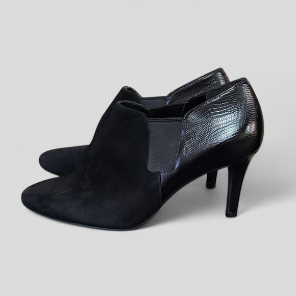 Cole Haan Maxfield Shootie ll Booties Womens Size 8B Black Suede/Reptile Leather - Picture 5 of 15